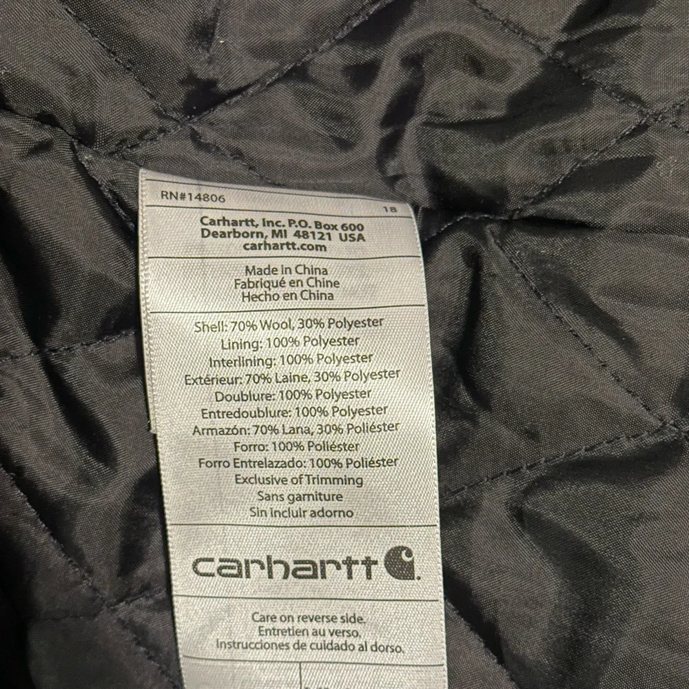 Carhartt Wool Blend Quilted Jacket Fur trim hood for Women Size XL - Picture 9 of 11